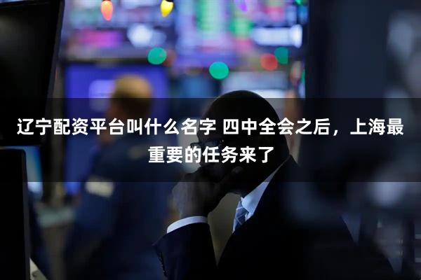 辽宁配资平台叫什么名字 四中全会之后，上海最重要的任务来了